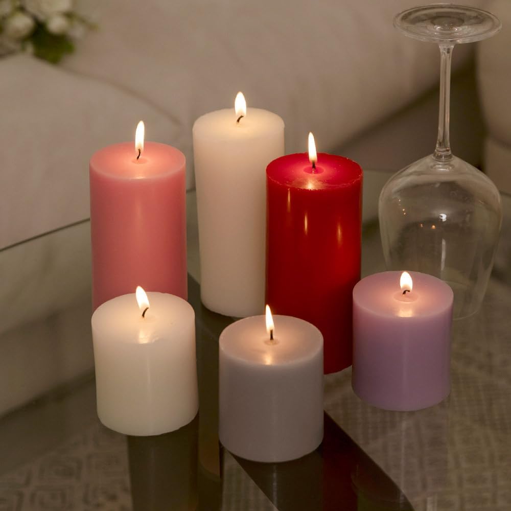 COCODOR Scented Pillar Candles, 3x6 Inch, Rose Perfume, Candle Set of 3, Long Buring 85 Hours, Candles for Weddings, Party, Dinner, Home Decor.