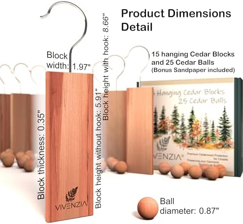 Cedar Blocks for Clothes Storage 80 pcs: 40 Planks, 15 Hang-ups & 25 Balls. Aromatic Cedar for Closets, Aromatic Hangers & Drawer Fresheners, Chemical-Free Protection for Fabrics.