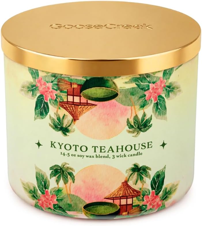 Goose Creek Kyoto TEAHOUSE 3-Wick Scented Candle – Green Tea & Matcha Fragrance – 14.5 oz