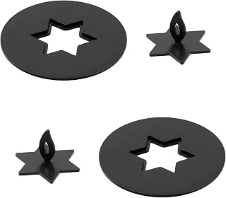 2pcs Black Candle Jar Topper Stainless Steel Star Candle Covers Prevent Touch 3.15" Round Scented Lid for Spa Meditation Yoga (Star)