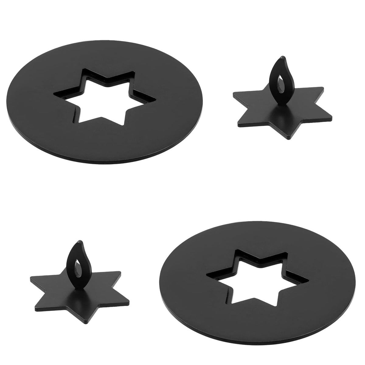 2pcs Black Candle Jar Topper Stainless Steel Star Candle Covers Prevent Touch 3.15" Round Scented Lid for Spa Meditation Yoga