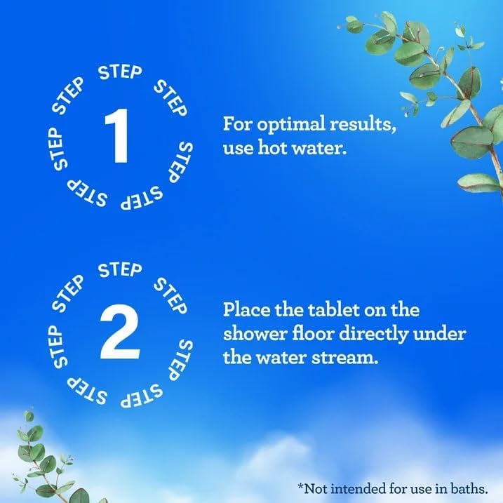 Equate Vapor Shower Tablets, Eucalyptus & Menthol Scent, Non-Medicated Aromatherapy Steamers with Essential Oils, 5 Count
