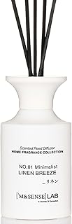 M&SENSE Minimalist Large Reed Diffuser 300ml, Linen Breeze Scented with Natural Essential Oils, Long Lasting with 7 Sticks, Non-Toxic Home Fragrance for Bedroom, Bathroom Decor