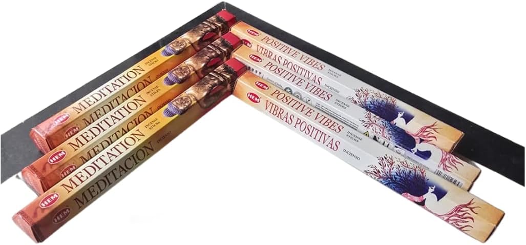 Sandalwood & Vanilla Incense from Hem Bundled with ANKCIENSE Incense Holder Bundle, Variety Pack of 120 Sticks (Positive Vibes & Meditation)