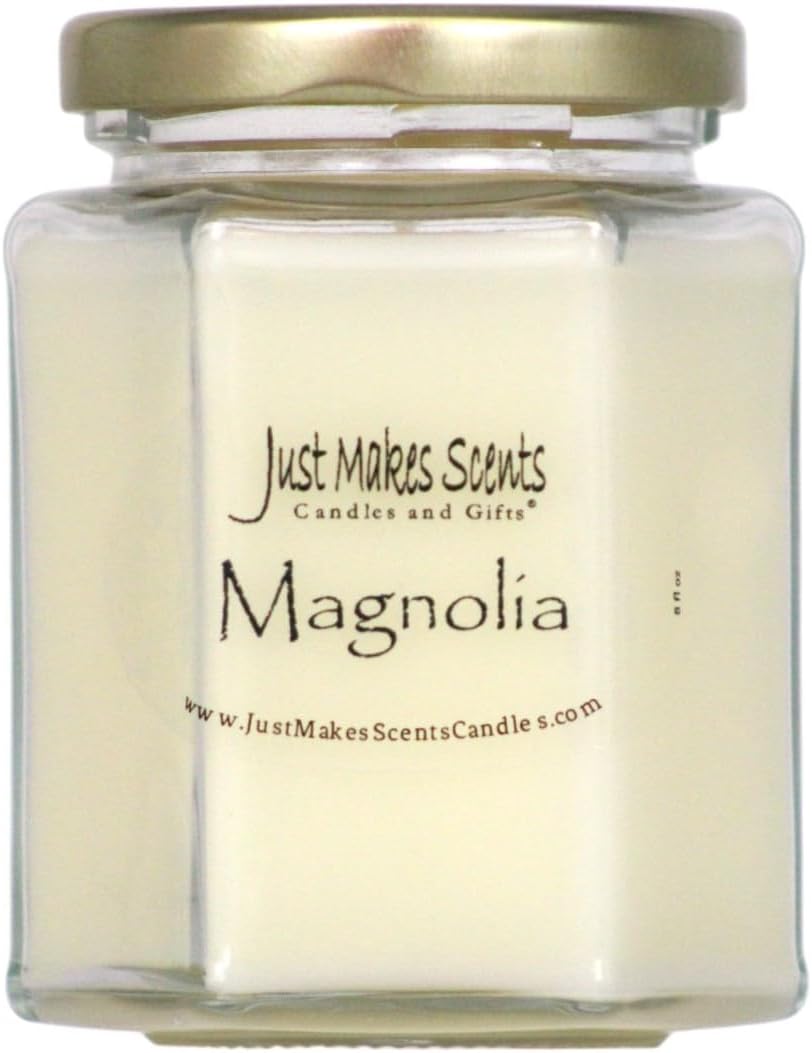 Magnolia Scented Blended Soy Candle | Light and Lovely Floral Fragrance | Hand Poured in The USA by Just Makes Scents (8 oz)