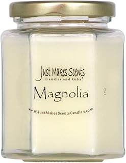 Magnolia Scented Blended Soy Candle | Light and Lovely Floral Fragrance | Hand Poured in The USA by Just Makes Scents (8 oz)