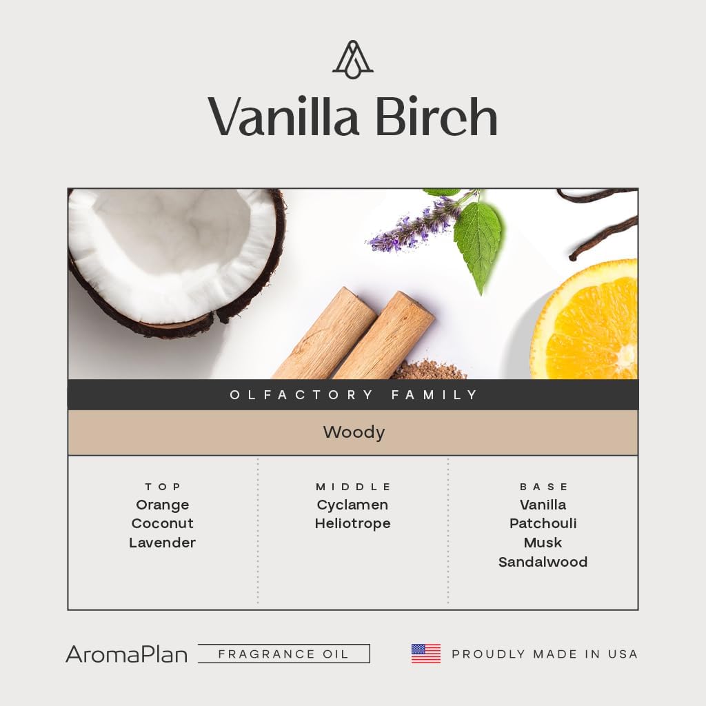 AromaPlan Hotel Scents Vanilla Birch 5 Fl Oz (2 Pack), Luxury Aroma & Hotel Fragrance Diffuser Oil- Hotel Diffuser Oil for Aromatherapy- USA Made, Bigger Bottle, Bolder Aroma & Longer Lasting