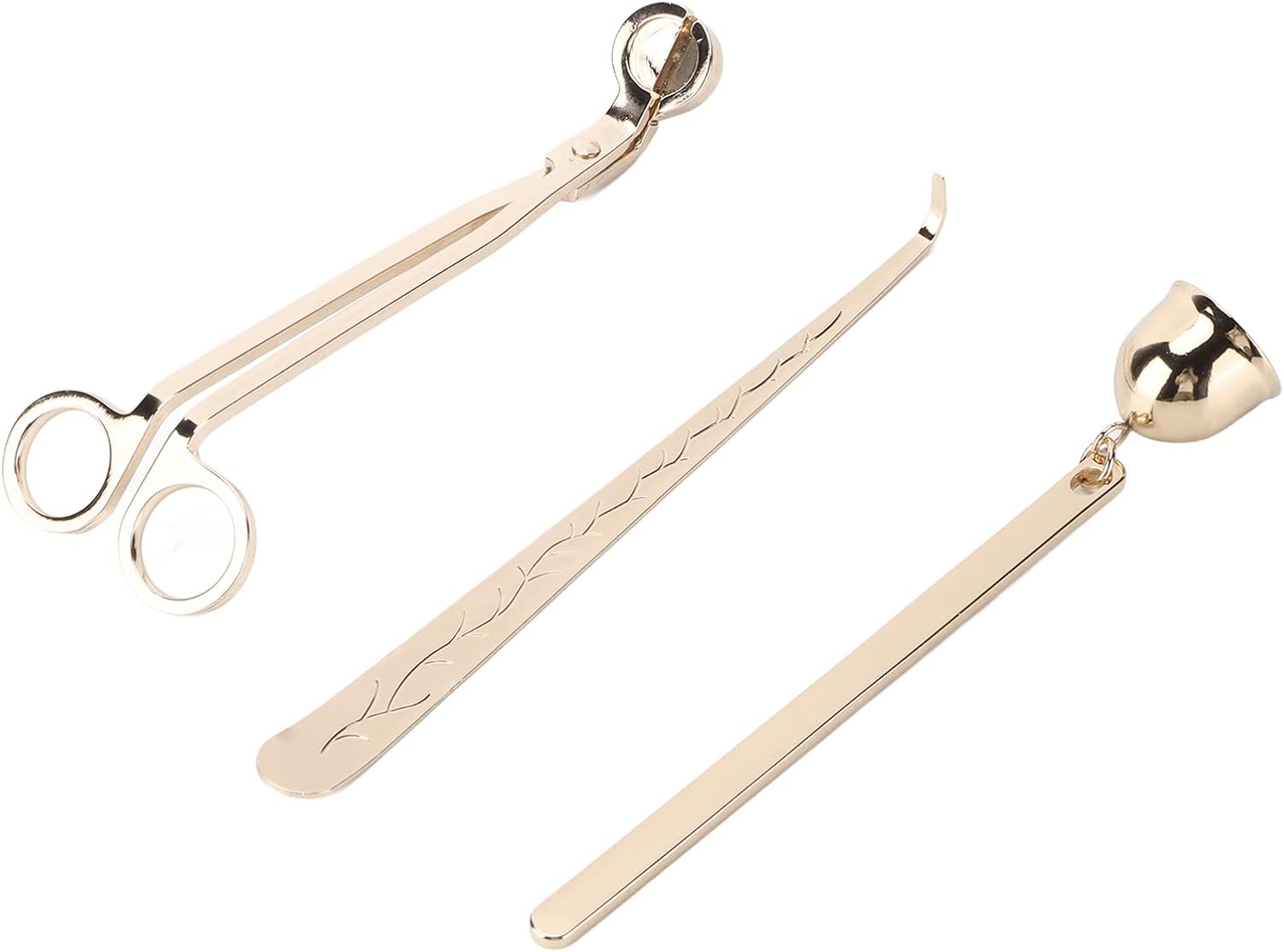 Pssopp 3-Piece Candle Accessory Set Wick Trimmer Wick Dipper Candle Snuffer Stainless Steel Tools with Storage Bag for Lovers Home Decor Gift