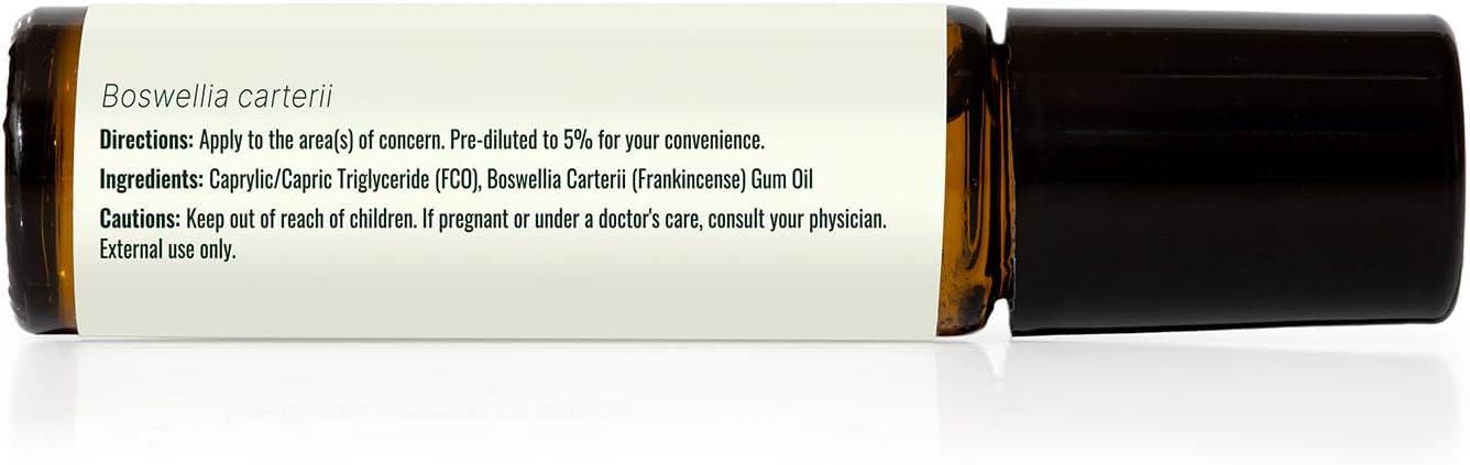 Plant Therapy Frankincense Carterii Essential Oil Pre-Diluted Roll-On 10 mL (1/3 oz), Natural Aromatherapy, Soothing Essential Oil for Meditation, Skin Irritation, and Sore Muscle Relief