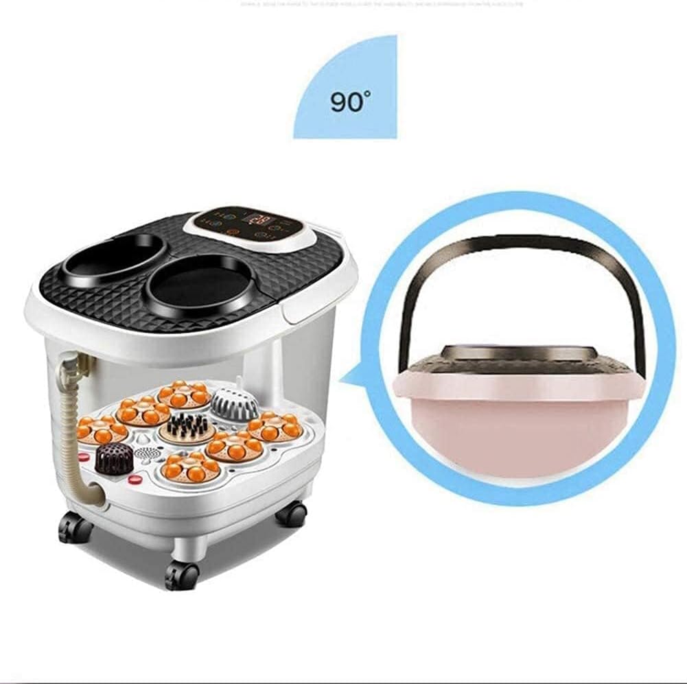 Foot Spa Foot Bath Massager with Heat & 6 Motorized Massage Rollers, Adjustable Time & Temperature, O2 Bubbles, Rotating Pedicure Stone for Relieve Foot Pressure