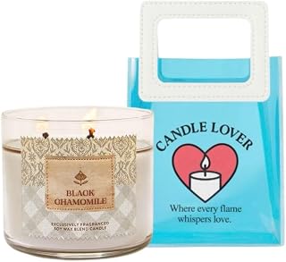 Black Chamomile - White Barn-Bath&Body 3-Wick Scented Candle 14.5 OZ Burns 25-45 Hours and Gift Bag CANDLE'S Lovers (Label Artwork Varies)