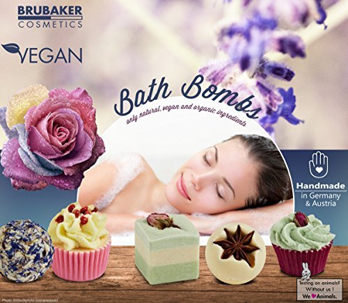BRUBAKER 6 Handmade 'Blossom & Hearts' Spa Bath Bombs Bath Melts Bath Truffles Gift Set - All Natural Vegan, Organic Shea Butter, Cocoa Butter and Olive Oil Moisturize Dry Skin.
