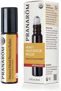 Pranarom - Heavy Head Rescue Roller 8ml - Aromatherapy with Essential Oils - Organic Blend for Tension - Warming & Cooling Effects - Easy Roll-On Application