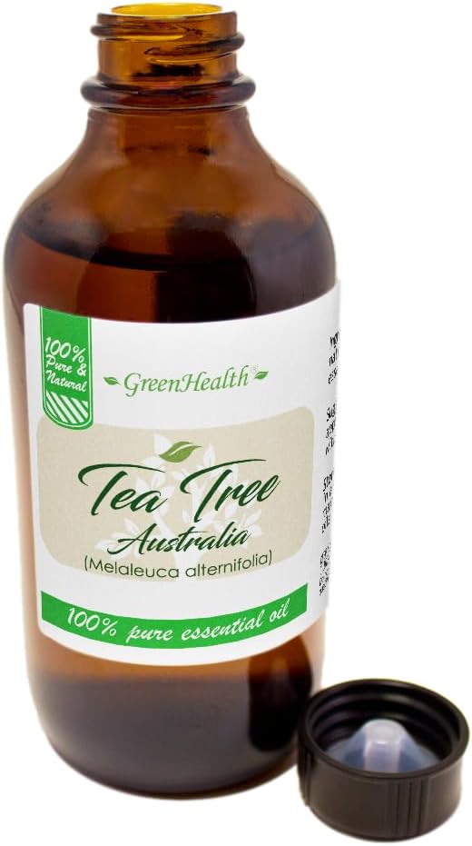 Tea Tree Essential Oil (Australia) – 4 fl oz (118 ml) Glass Bottle w/Cap – 100% Pure Essential Oil – GreenHealth