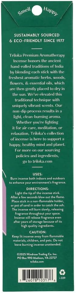 Triloka Premium Incense, Sandalwood Lavender Blend, 10 Sticks