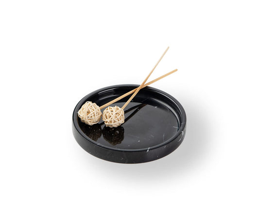 100% Carved Marble Round Vanity Tray 5.5''