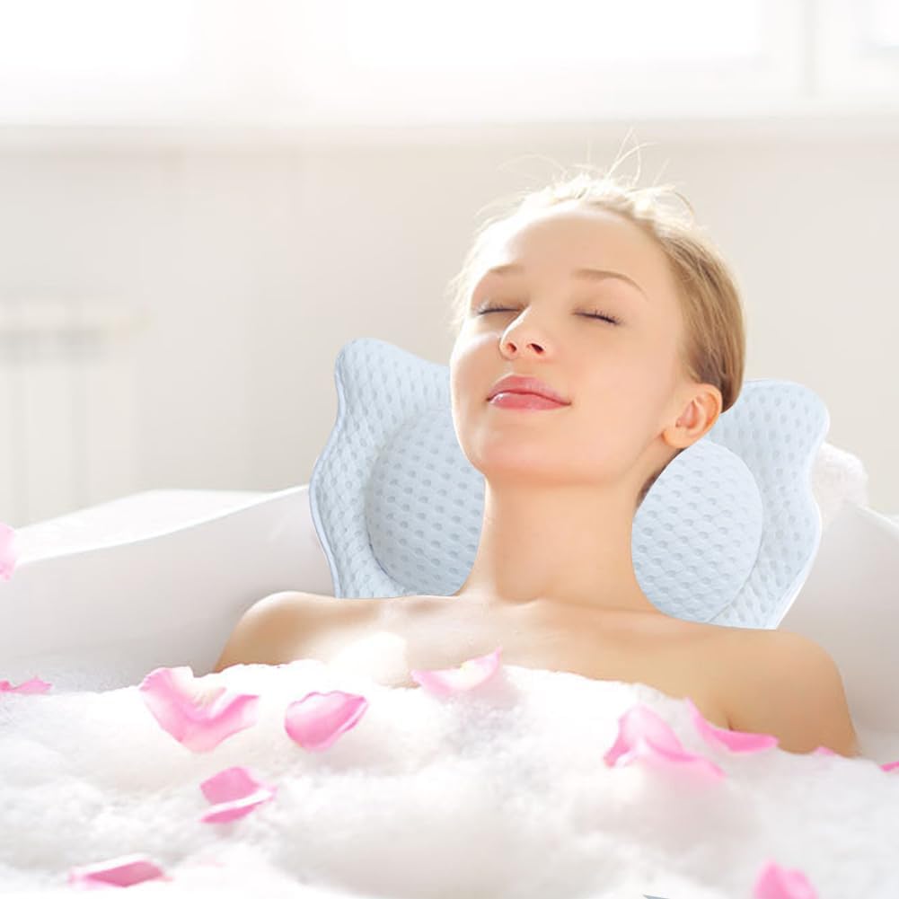 Bath Pillow,Ergonomic Bathtub Pillows for Tub Neck and Back Support,with 6 Powerful Suction Cups,Provide Shoulder and Back Support,Bath Accessory,Fits All Bathtub,Hot Tub,Home Spa
