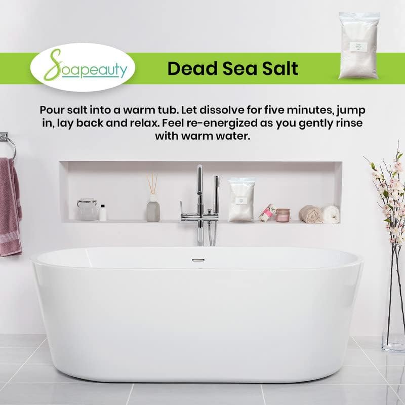 Soapeauty Dead Sea Salt Fine Grain | 100% Pure & Natural | Mineral Rich Bath Salt Soak | for Body Scrubs, Salt Soap Making, Spa & Skincare | 2 lbs