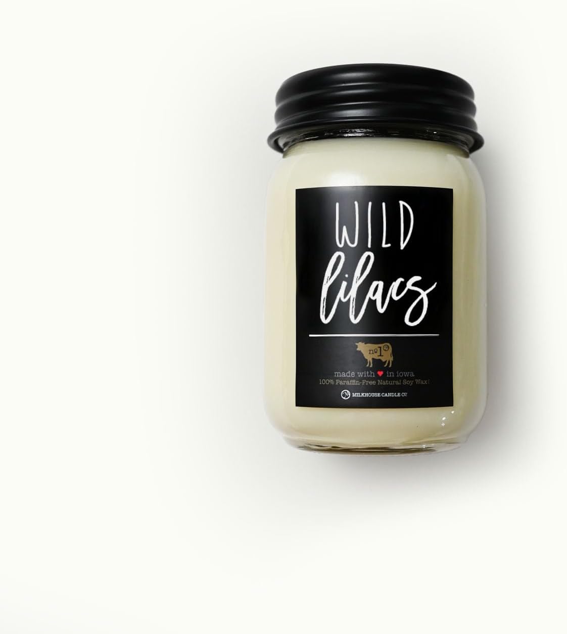 Milkhouse Candle Company Wild Lilacs Soy Candles - Lilacs | Jasmine & Lily | Verdant Greens Scented - 13 oz Mason Jar with Lid, 70+ Hour Burn Time, Made in the USA