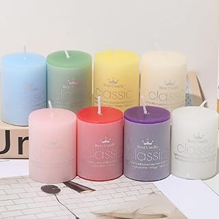 OUKEYI 8 Pack 2x3'' Hand Poured Scented Dripless Pillar Candles, Soy Candles, Non-Toxic, Smokeless, Lasting Clean Burning Candles, for Home Décor, Bathroom, Wedding Decorations ﻿, OUKEYI-100990