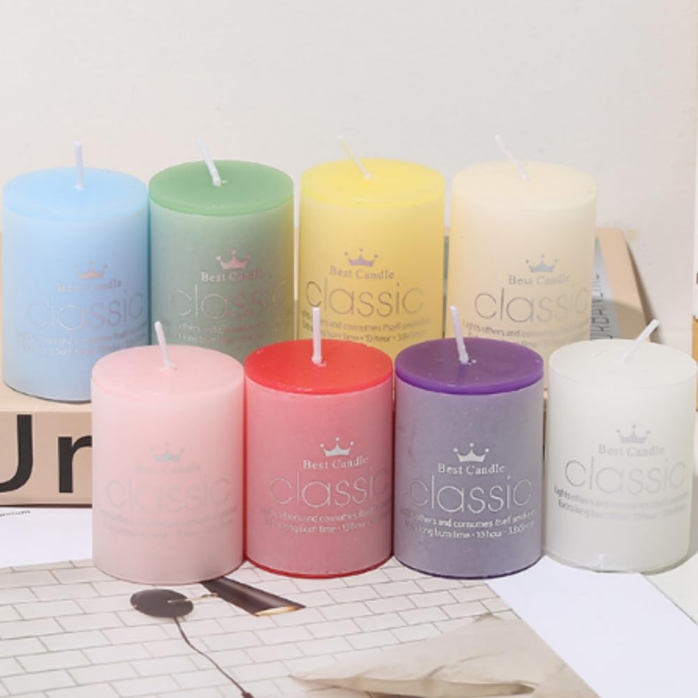 OUKEYI 8 Pack 2x3'' Hand Poured Scented Dripless Pillar Candles