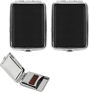 2 Pcs Portable Metal Match Storage Case with Striker Friction Plate, Reusable Stainless Steel Matchstick Holder Container, Moisture-Resistant One-Button Pocket Box for Camping, BBQ, and Survival Gear