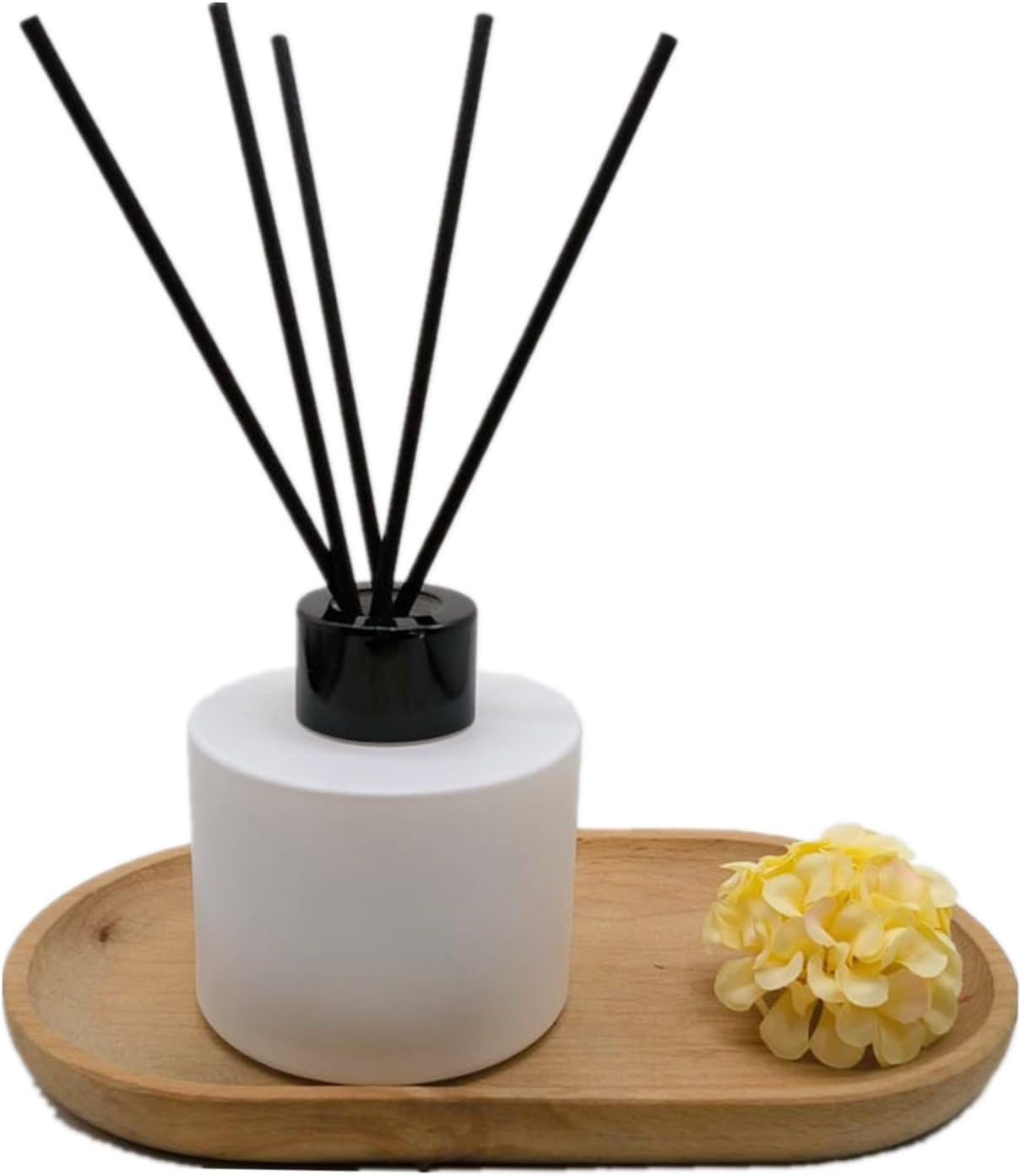 100ML Reed Diffuser Sets,3.4 OZ Empty Matte Round Glass Bottle with Black Sticks,Fragrance Replacement Container for Home 4PCS (Matte White)