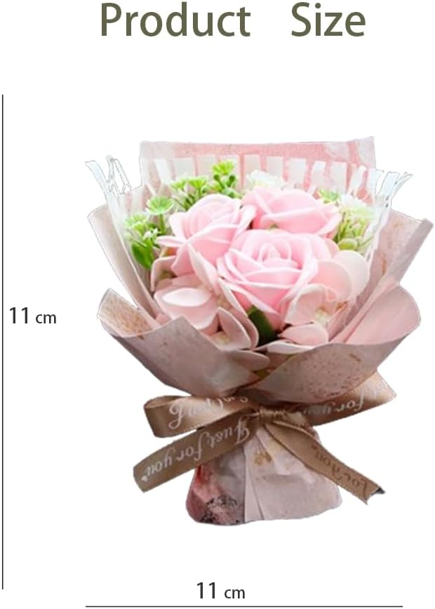 Unique Car Vent Clip Air Freshener, Aesthetic Floral Soap Rose Bouquet Diffuser Decor, Reusable Essential Oil Aroma Pad, Cute Car Accessories Gift for Women (Style I)