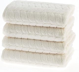 BAGNO MILANO Turkish Cotton Bath Towels, Hand Towels - Soft Plush Jacquard Collection Luxury Towels Set (Cream, Hand Towel Set of 4)