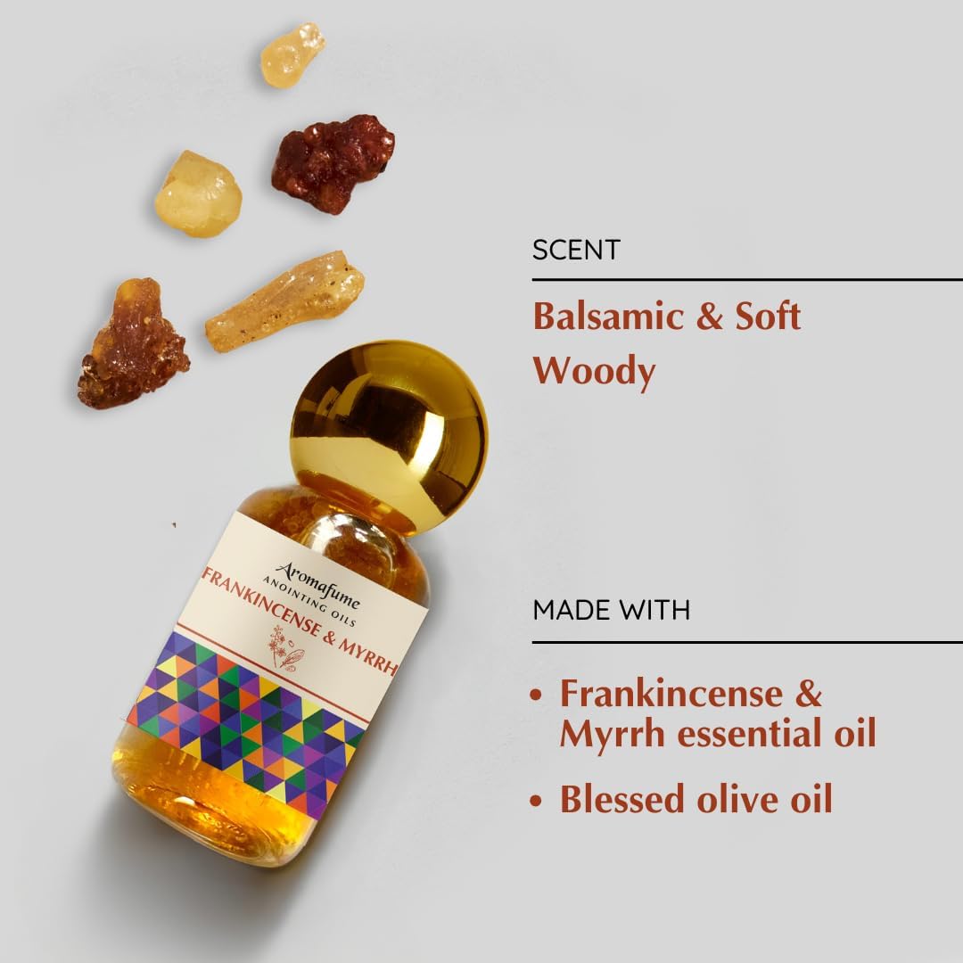 Frankincense & Myrrh Anointing Oil 9ml (0.3 fl oz.) | Blessings from The Holy Lands | Blessed from Jerusalem with Biblical Spices | Christian Gifts | Holy Oil for Prayer and Protection