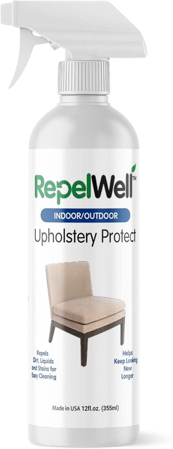 RepelWell Upholstery Protect Stain & Water Repellent Spray (12oz) Eco-Friendly, Pet-Safe Spray Keeps Your Fabric, Leather & Suede Upholstery Looking Like New
