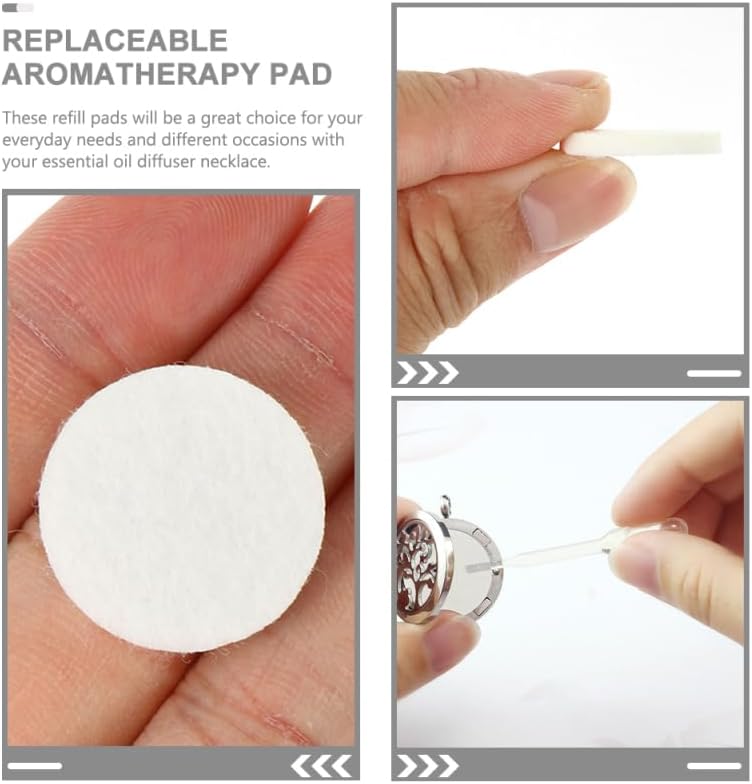 PRETYZOOM 200pcs Cotton Aroma Pads Essential 22 mm Oil Diffuser Replacement Pads for Aromatherapy Necklaces White Fiber for Diffusing Scents