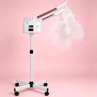 Professional Facial Steamer, 2 in 1 Facial Steamer with Ozone and Hot & Cold Mist for Facial Deep Cleaning and Hydration, Esthetician Steamer on Wheels, Ideal for Spa, Salon and Home Use