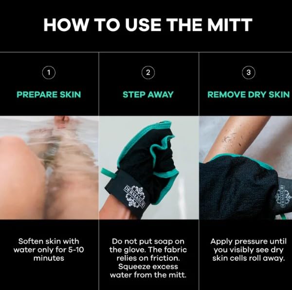 Dermasuri - Deep Exfoliating Glove - Korean Exfoliating Mitt & Body Scrubber - Keratosis Pilaris Treatment Scrub - Self Tanner Mitt & Ingrown Hair Exfoliator - Shower Gloves for Women & Men - (1 Pack)