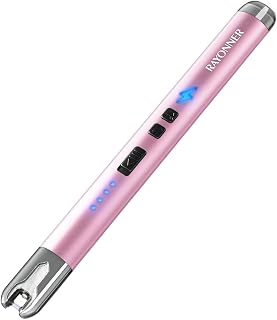 RAYONNER Electric Candle Lighter with Flashlight, Pink | USB C Rechargeable, Plasma Arc, Windproof, For Deep Candles, Gas Stove, Camping Grill Fireworks