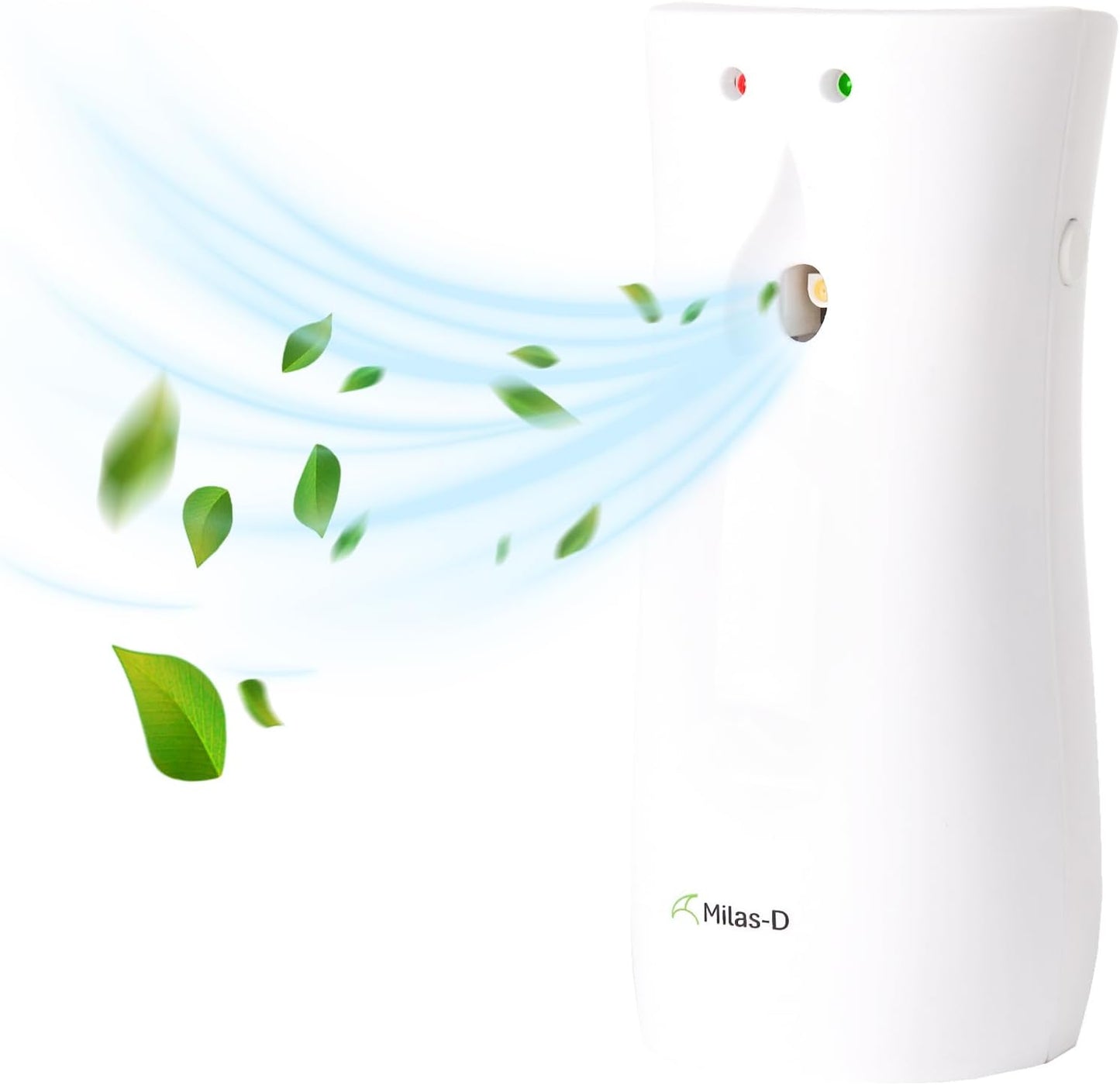 Automatic Air Freshener Spray Dispenser, Custom Timing (Day/Night/24H, 7.5/15 min interval), Wall Mounted or Free Standing, for Home and Commercial, Compatible with Glade Refill Can, White, Milas-D
