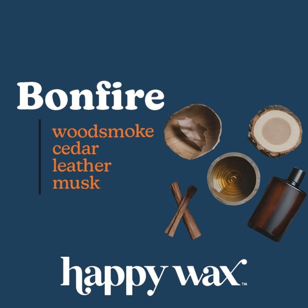 Happy Wax Bonfire Scented Bear Wax Melts - Natural Strong Scented Woodsy Infused with Essential Oils - Non Toxic & Pet Safe - (4 oz Pouch)