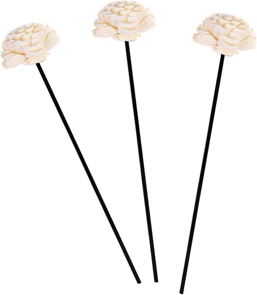 Amosfun Aromatherapy Rattan Reed Diffuser Sticks with Dried Flowers Set for Home Decor and Essential Oil Diffuser Accessories 3 Pieces 7.08X1.96X1.77 Inches