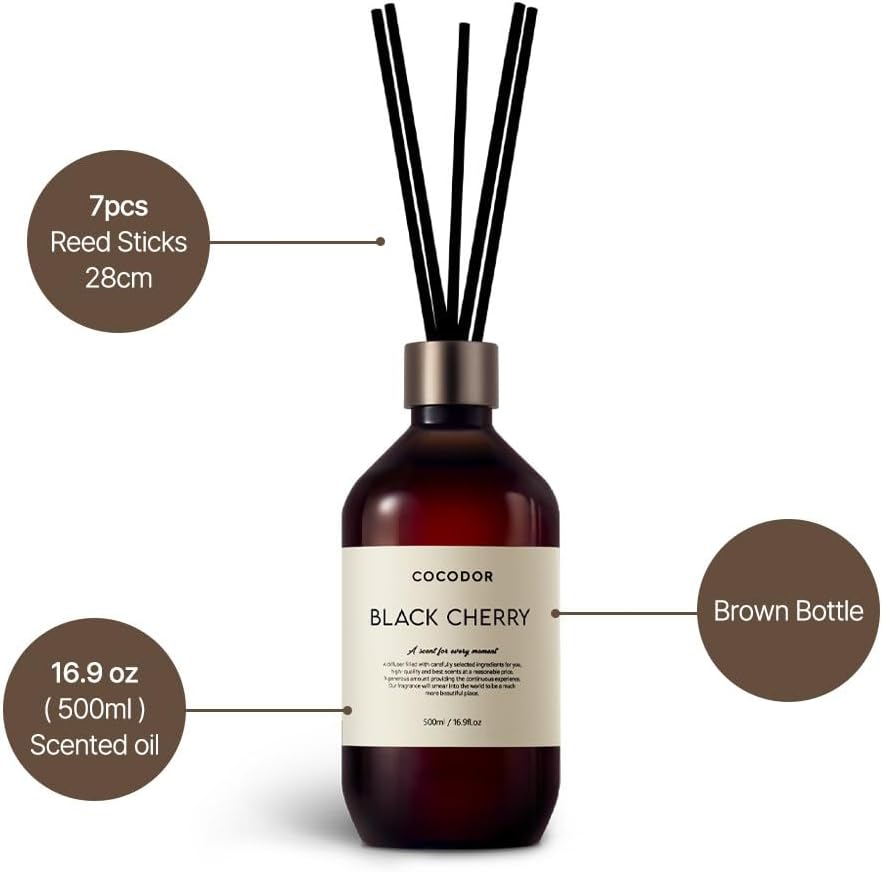 COCODOR Premium Reed Diffuser/Ylang Ylang /16.9oz /1 Pack/Large Capacity Fragrance Scent Oil Stick Diffuser Set for Bedroom Bathroom Home Décor