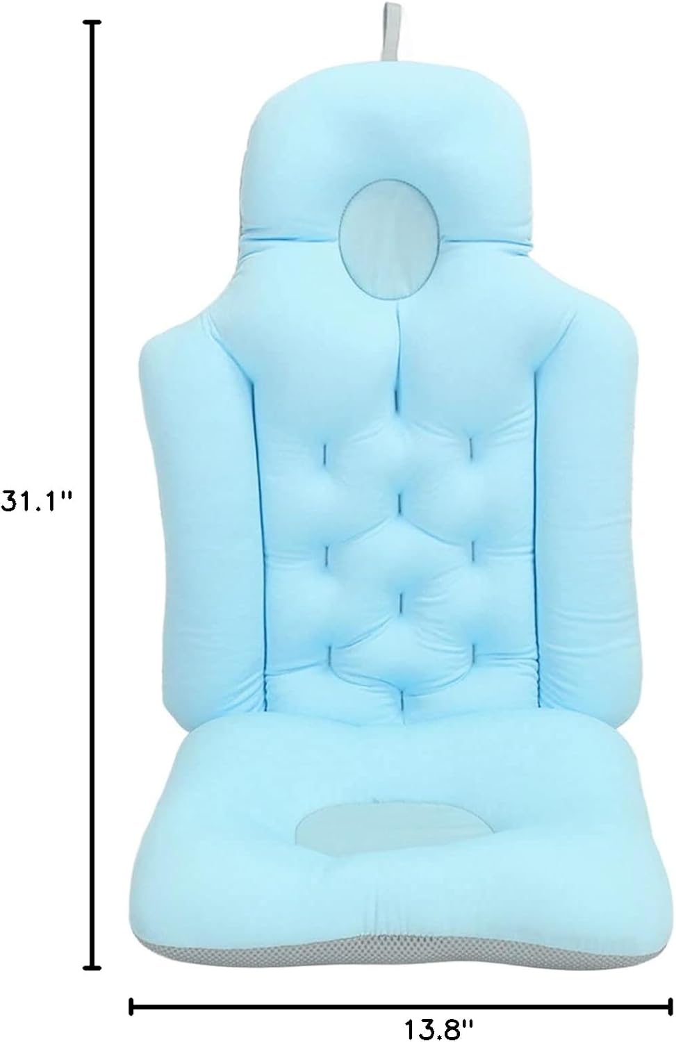 Full Body Bath Pillow Bathtub Cushion with Soft Folding Headrest, Back Support & Neck Support Pillow for Tub (Blue)