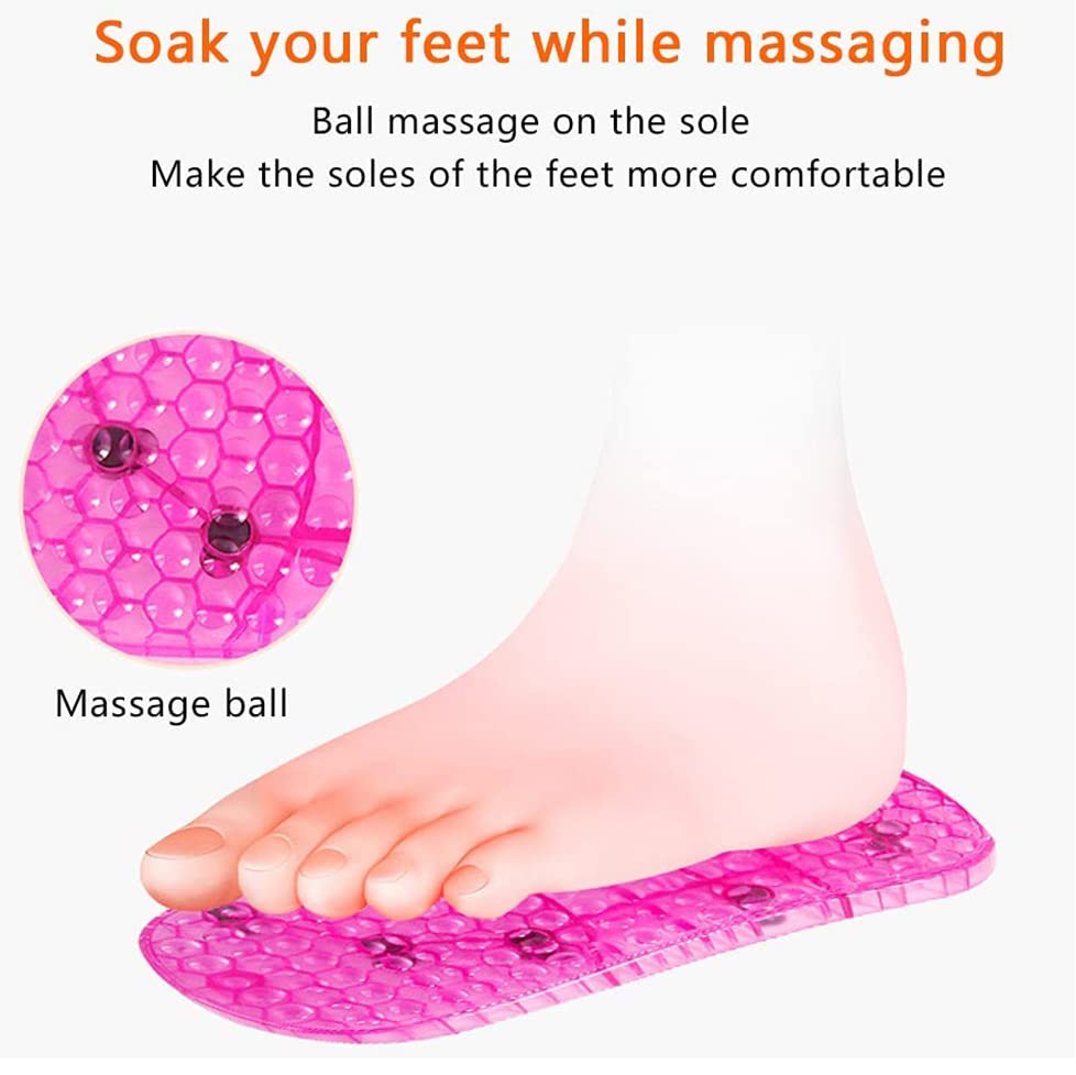 Massage Foot Bath Shoes Portable Feet Soaking Tub, Movable Foot Soaker Pedicure Feet Spa Basin for Thermal Massage to Promote Blood Circulation (Medium, Red)