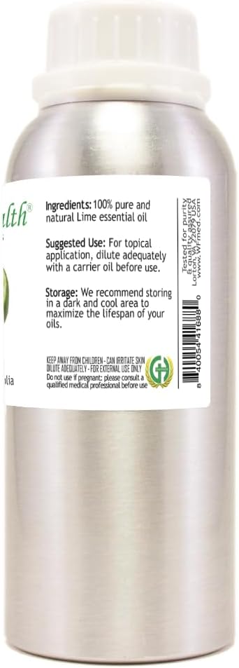 Lime Essential Oil – 8 fl oz (237 ml) Aluminum Bottle w/Plug Cap – 100% Pure Essential Oil – GreenHealth
