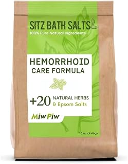 Sitz Bath Salts for Hemorrhoids 15.6 Oz- Soothing Relieving Bleeding Shrinking Internal External Treatment +20 Natural Herbs, Epsom Salt - Suppositories Remedy Postpartum Fissure