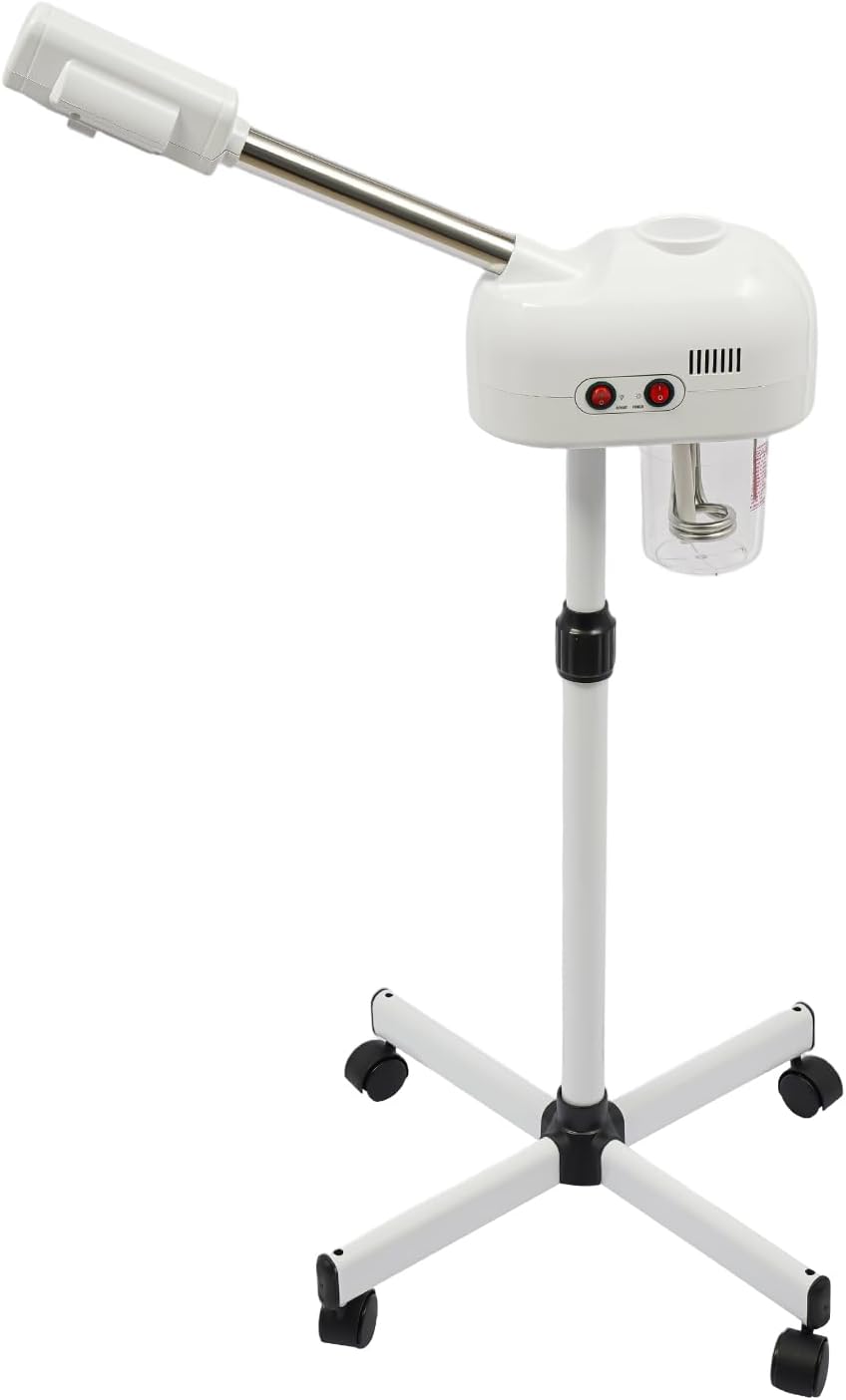 Hot Mist Facial Steamer, Adjustable Spa Steamer with 360° Rotating Nozzle, Floor Standing Facial Steamer with 44.1’’-52’’ Height for Home Office Salon