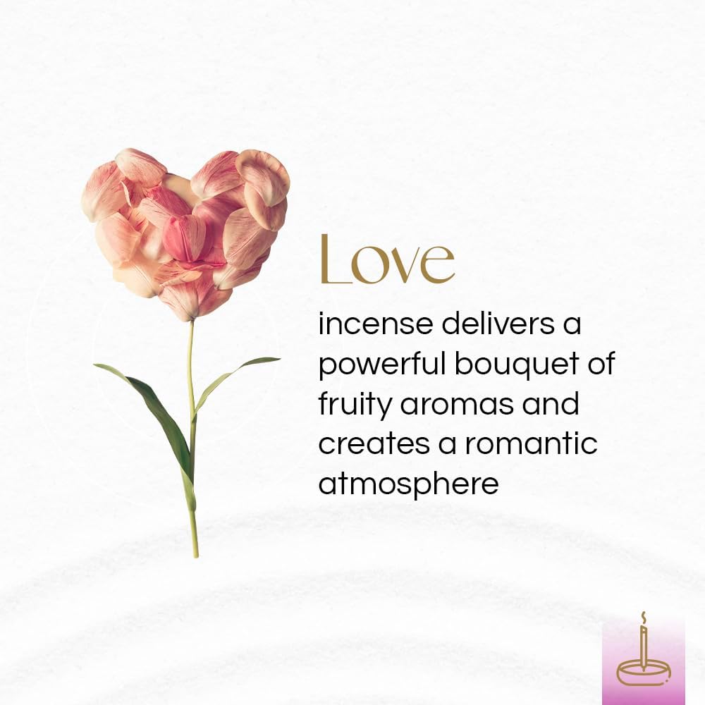 Gonesh - Extra Rich Scented Incense Sticks - Non-Toxic 10” Slow Burn Aromatic Sticks - Love - 80 Pack