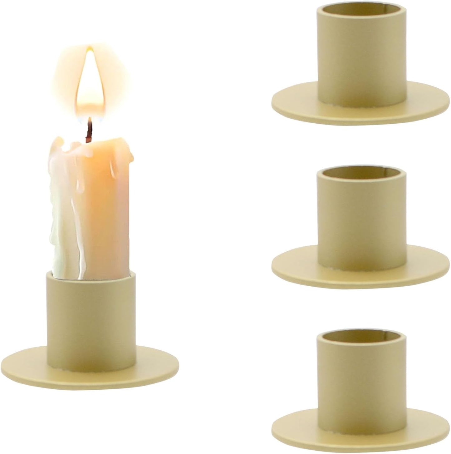 2 Pcs Gold Iron Candle Holder for Taper Candles, Wedding, Dinning, Party Decoration (Gold)