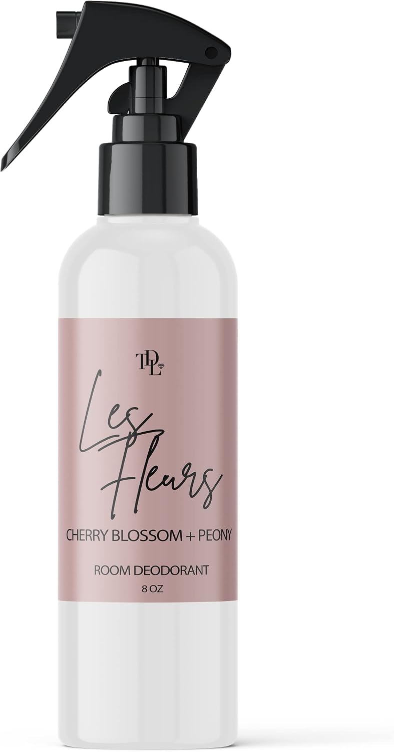 Home "LES FLEURS" Pink Peony & Cherry Blossom Room Deodorant Non Aerosol Aromatic Mist | Plant Based Formula | Odor Eliminator Freshener for Fabric/Linen, Furniture, or Air | 5.0 oz