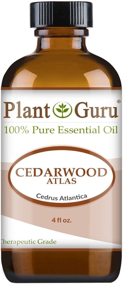 Plant Guru Cedarwood Essential Oil 4 oz 100% Pure Undiluted Therapeutic Grade for Skin, Body and Hair Growth. Great for Aromatherapy Diffuser and DIY Soap