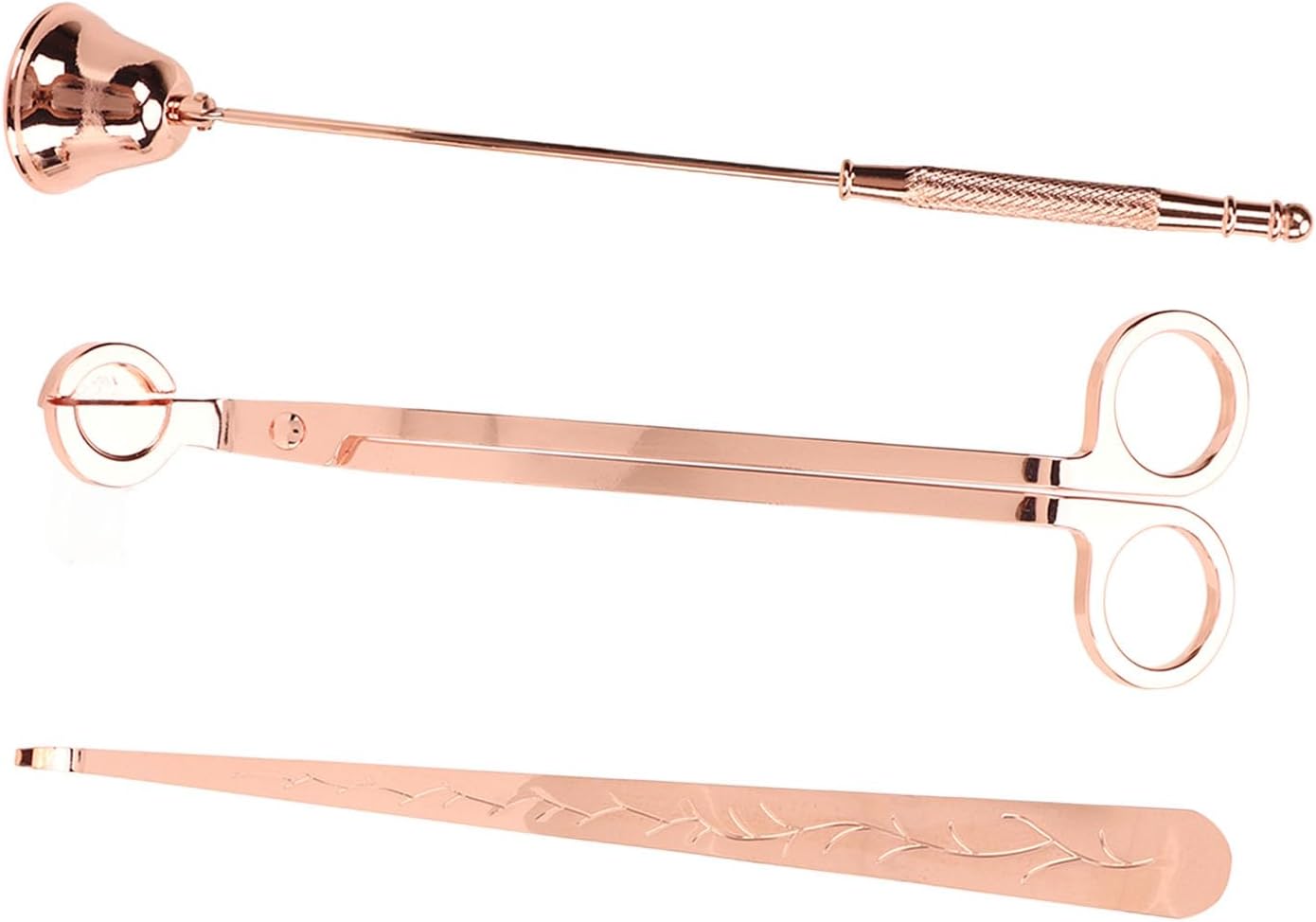 3pcs Candle Wick Trimmer Set, Stainless Steel Candle Accessory Set with Wick Trimmer Snuffer and Dipper, Rose Gold 3 - in - 1 Candle Care Kit for Safe Clean Burning