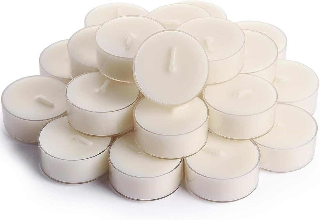 DEYBBY Natural Jasmine Scented Soy Wax Tealight Candles Bulk, Aromatherapy Luxury Tea Candle Set of 24-4 Hour Burning Great Gift